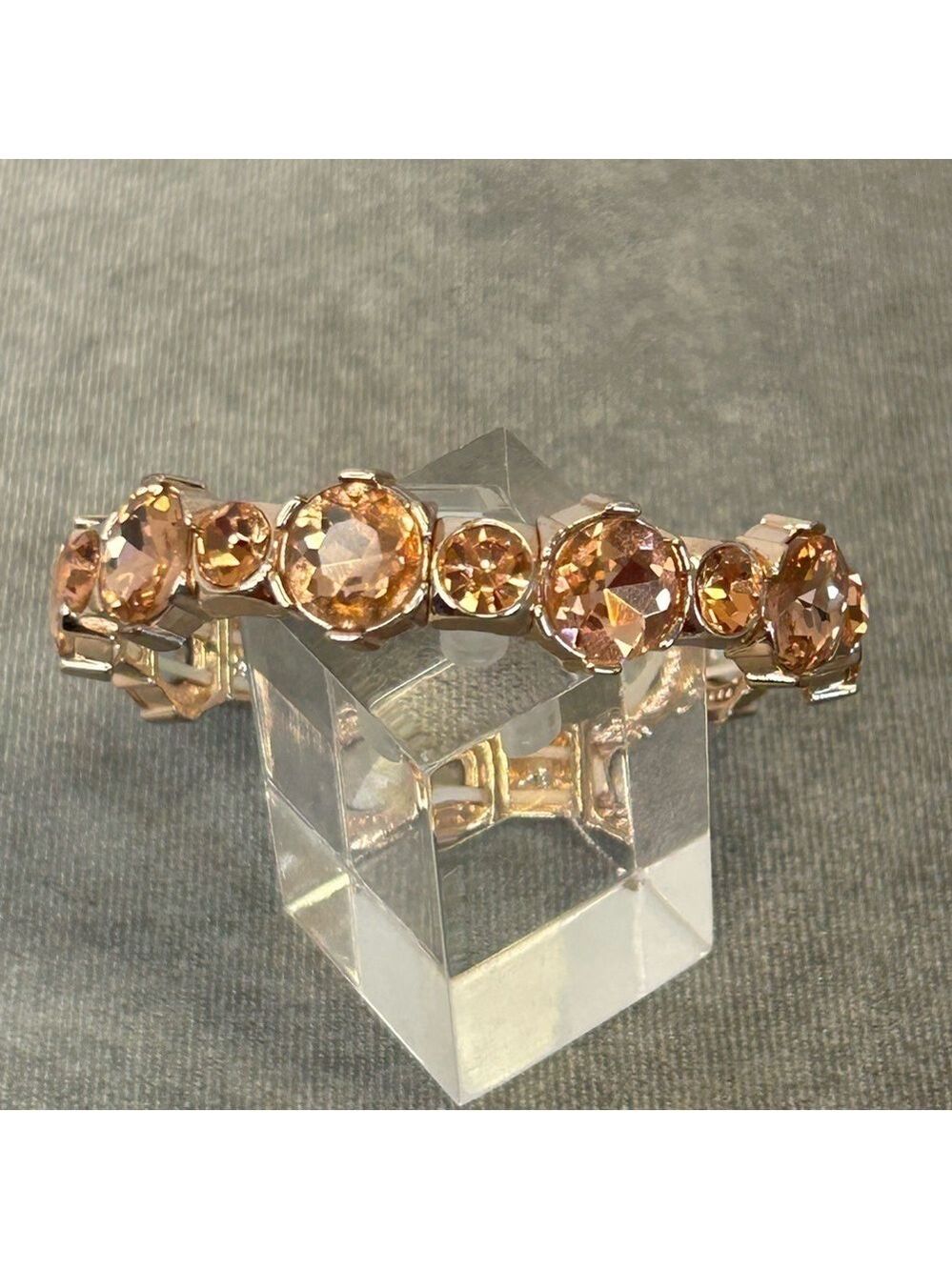 Rose gold coloured crystal rhinestone diamanté stretchy bracelet